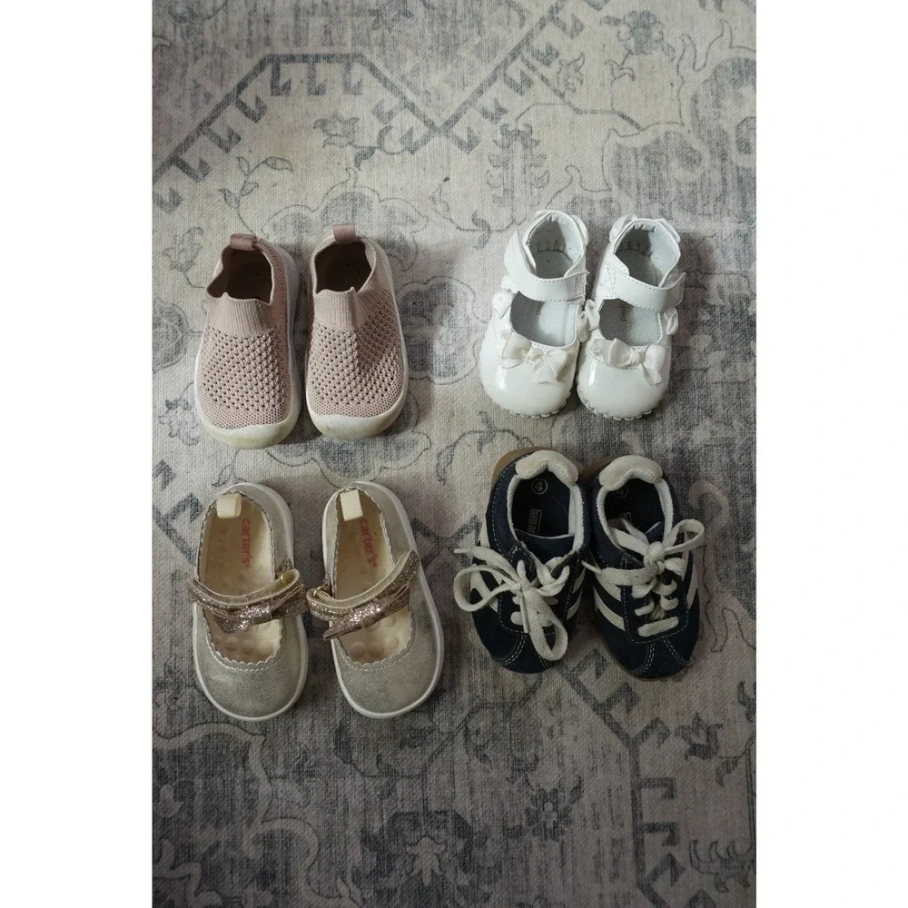 Carters Smartfit Toddler Shoe Bundle Mary Janes Sneakers Knit Flats Multi Size 4